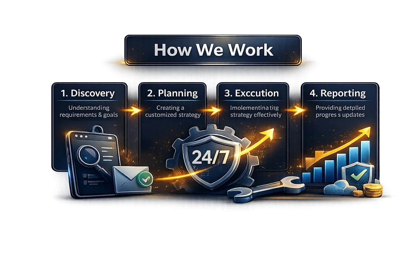 Five-step process: diagnose, prioritize, fix, improve and report